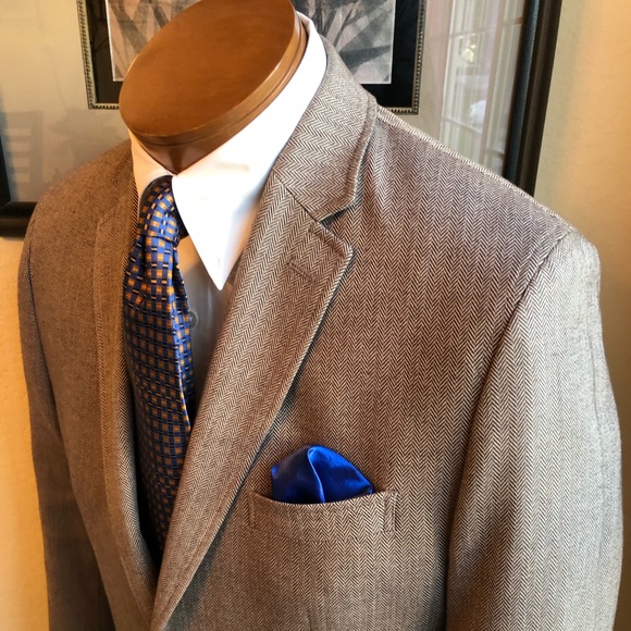 Banana Republic Other - Banana Republic Cotton Tan Herringbone Blazer 42R